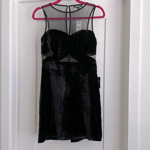 Express velvet sheer cutout mini dress - Picture 1 of 4